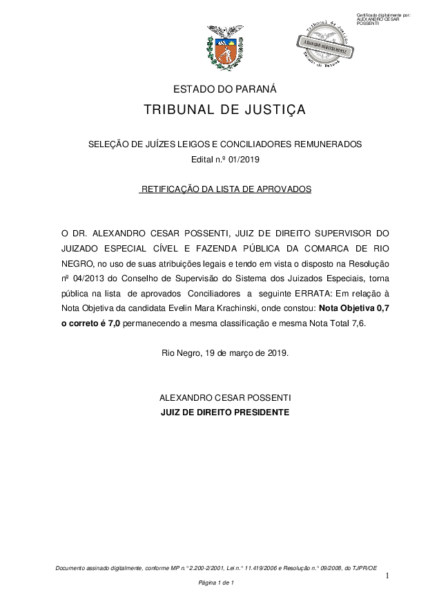 Disponibilizado em 19/03/2019