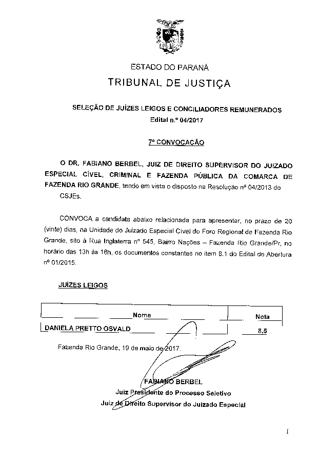 Disponibilizado em 22/05/2017