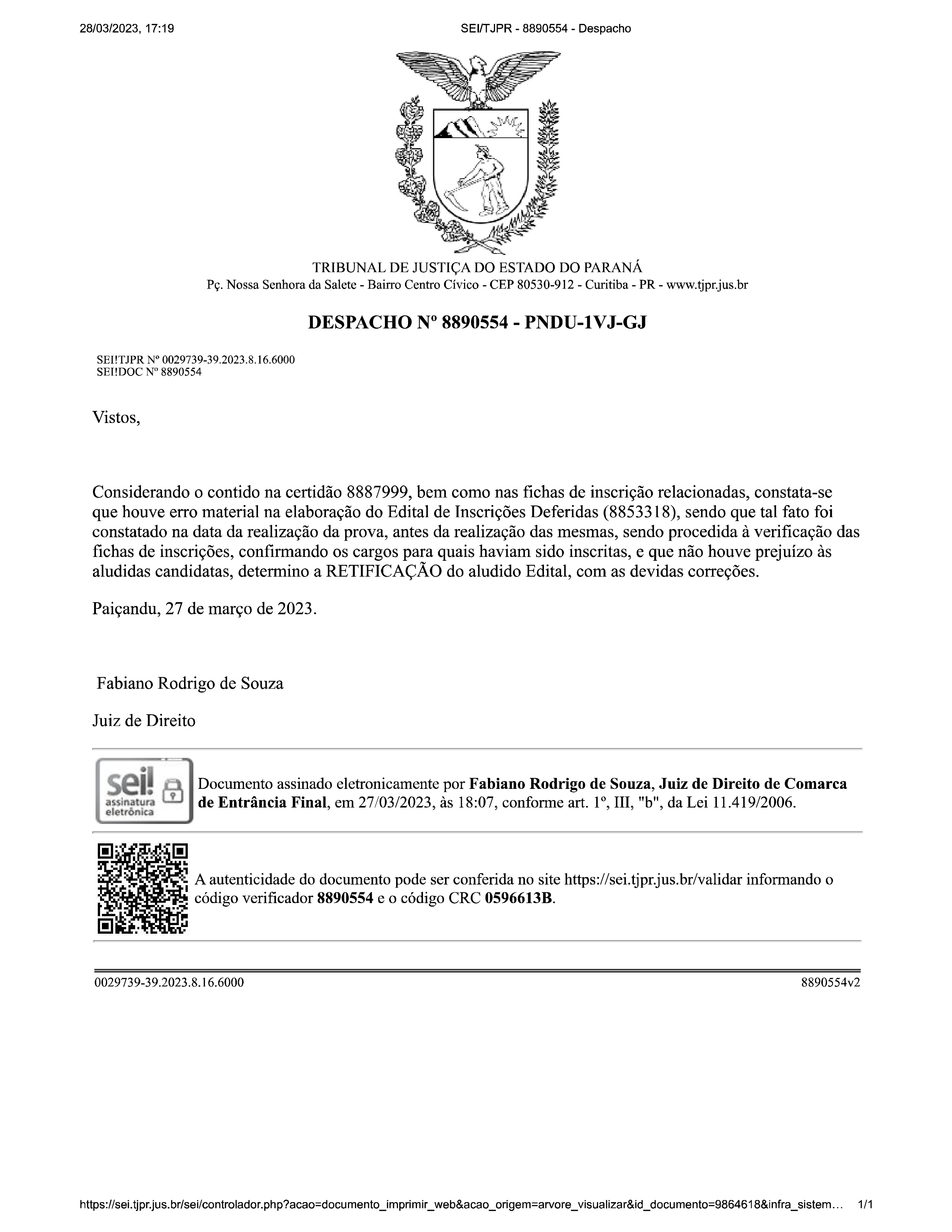 Disponibilizado em 28/03/2023